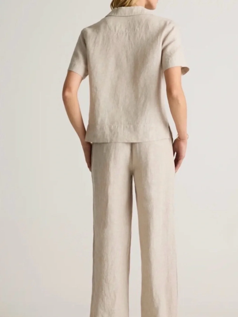Quince Wide-Leg Linen Drawstring Pants in Natural Beige